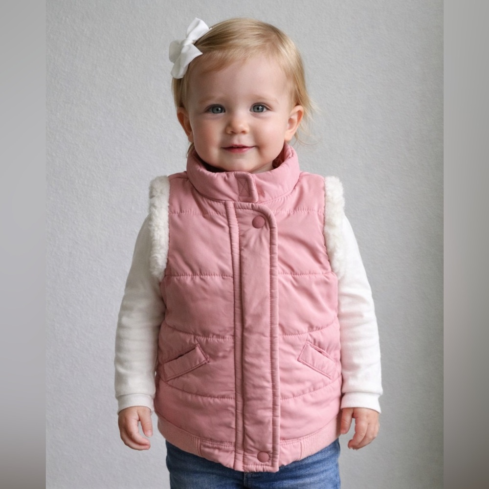 Janie and Jack Pink Puffer Vest with Hood | Size 2-3T